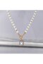 Imitation Pearl Necklace with Crystal Pendant - 2