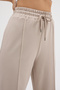 Women's Beige piped 2 Thread Wide Leg Elastic Waist Sweatpants - 4