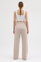 Women's Beige piped 2 Thread Wide Leg Elastic Waist Sweatpants - 8