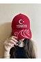 23 April Moon and Star Turkish Flag Turkey Text Embroidered Red Hat - 23 April, 29 October, 19 May - 3