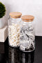 2-Piece Wooden Vacuum Lid Transparent English Label Tea Candy Storage Container Glass Jar 1300ml - 6