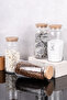 4-Piece Wooden Vacuum Lid Glass Jar Set Tea Sugar Coffee Salt Storage Container with Label Gift 1300 ml - 3