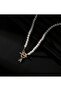 Pearl Beaded Necklace with Gold Color Alphabet Charm - 4