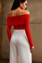 New Product Women's Off-The-Shoulder Front Knotted Sandy Fabric Long Sleeve Blouse 0033 - 3