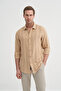 Regular Fit Woven Cotton Line Textured Long Sleeve Shirt - 2