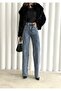Women's Ice Blue Shiny Stone Special Design Denim Straight Palazzo Jeans