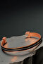 Women's Copper Bracelet - Black Leather Copper Bracelet with Cube Strips in the Middle, Zeolite Sand in Metal Box - 2
