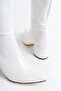 Miss solles women's zipperless white below knee high heeled boots - 4