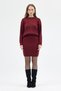 Burgundy Crew Neck Knitwear Sweater Skirt Set 2294 - 7