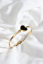 BLACK MINI HEART FIGURE GOLD STEEL CLAMP BRACELET