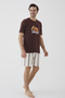 Men's Short Sleeve Cotton Teddy Bear Print Shorts Pajamas Set - 4