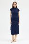 2317 Zero Sleeve Dress with Gathered Sides Navy Blue - 2