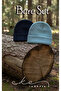 Unisex Folded Beret Baby Blue Navy Blue 2-Piece Beret Set - 2