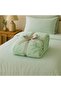 Jacquard Flannel Blanket – Double (200x220 cm) – Knitted Leaf Embossed, Light Green - 2