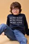 Unisex Children's Crew Neck Sweatshirt with Print Detail and Fleece Inside – Navy Blue - 2