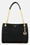 Women Quilted Large Shoulder Bag 24 H x 32 L x 11 W cm, Black