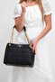 Women Quilted Large Shoulder Bag 24 H x 32 L x 11 W cm, Black - 2