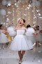 White Sequined Sleeve Detailed Style Children's Evening Dress - 3