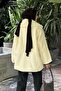 Ecru Plush Coat - Leather Piping and Front Pocket Detail - 4