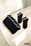 Women's and Men's 10-Piece, Cotton Piece, Striped Piece Booties Socks Set, Comfortable, Breathable, Black Color - 4