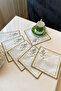 Papatya 6-Piece Special Embroidered Linen Coffee Serving Napkins, Cocktail Napkins, Party Napkins-Gold
