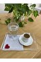 Luxury Embroidered Cocktail Coffee Serving Tray Napkin Mini Placemat Runner - Red Heart (2 Pcs) - 4