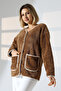 Women's Brown Long Sleeve Plush Cardigan