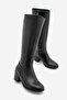 Women's Heeled Boots, Below Knee Zippered Daily Classic Boots Yovar Black