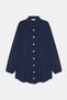 Dark Navy Women's Shirt Collar Wooden Buttoned Collage Elastic Aerobin Woven Tunic - Regular Fit