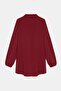 Burgundy Women's Shirt Collar Wooden Buttoned Collage Elastic Aerobin Woven Tunic - Regular Fit - 5