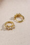 White Baguette Stone Gold Color Hoop Earrings - 2