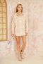 Women's Melton Plaid Patterned Comfortable Fit Long Pocketed Sports Lumberjack Shirt Stone Beige 700-3539363 - 4