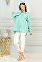 Green Striped Oversize Women's Tunic Shirt - 6