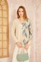 Women's Petrol Green Beige Loose Oversized Wide Cut V-Neck Soft Texture Acrylic Sweater 3481264 - 5