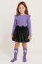 Leather Skirt with Bow, Purple Badi and Knee Socks Set-6-9 Months - 6