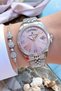New Model Jubilee Bracelet Calendar Light Pink Dial Women's Wristwatch with Stone Bracelet Gift
