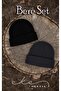 Unisex Folded ANTHRACITE, BLACK 2-Piece Beret Set EKEBERESETİ2LIYENI