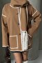 Embroidery Detailed Scarf-Style Soft Knitwear Cardigan Jacket Mustard