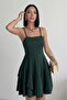Slim Strap Skirt with Layer Detail Emerald Evening Dress Graduation Dress - 3