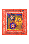 Flower Love Pattern Scarf Bandana with Ethnic Lines 50X50 cm - 2
