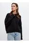 Women's Black Oversize Knitwear Sweater Crew Neck