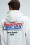 Abismo Men's Hooded Relaxed Fit White Sweatshirt with Kangaroo Pocket on the Arms and Back Print - 7