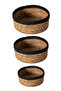 Home Decorative Natural Hand Knitted Wicker Round 3-Piece Basket, Towel Holder, Bathroom Organizer Black - 2