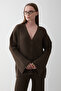 Brown Cardigan Knitwear Set - 4600 - 6