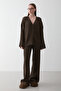 Brown Cardigan Knitwear Set - 4600