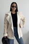 Zr Luxe Belted Suede Beige Coat - 5