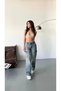 Women's Faded Effect Vintage High Waist Wide Leg Cargo Pants - 8