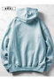 Unisex Light Blue Oversize Hooded Sweatshirt Hoodie - 5