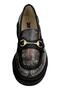 Women's Vegan Leather Black Loafer - the Model Book of Calligraphy Design - 5