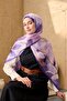 Polyester Velina Shawl Purple-Powder-Lilac Patterned Shiny Textured Lightweight 190X70 - 4
